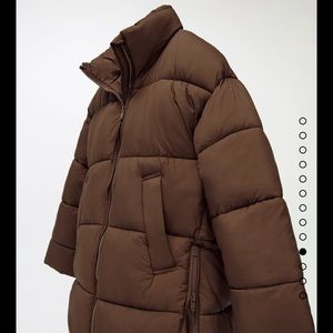 ZARA *NEW* Brown Water repellent puffer coat Sz S